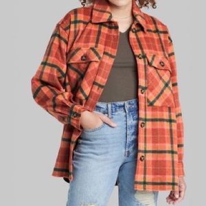 Wild Fable Shirt Jacket - Rust Plaid